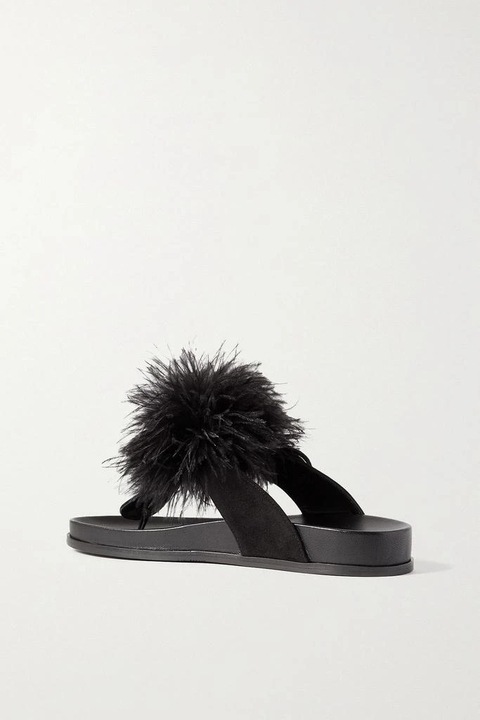 Aquazzura Boudoir Footbed feather-trimmed suede sandals 3