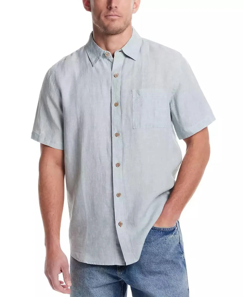 Weatherproof Vintage Men's Regular-Fit Solid Button-Down 100% Linen Shirt 1