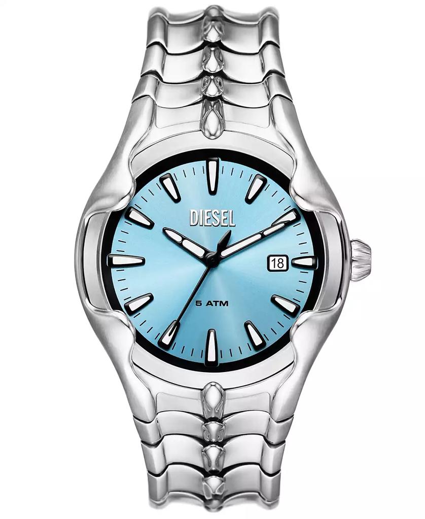 Diesel Men's Vert Three Hand Date Silver-Tone Stainless Steel Watch 44mm