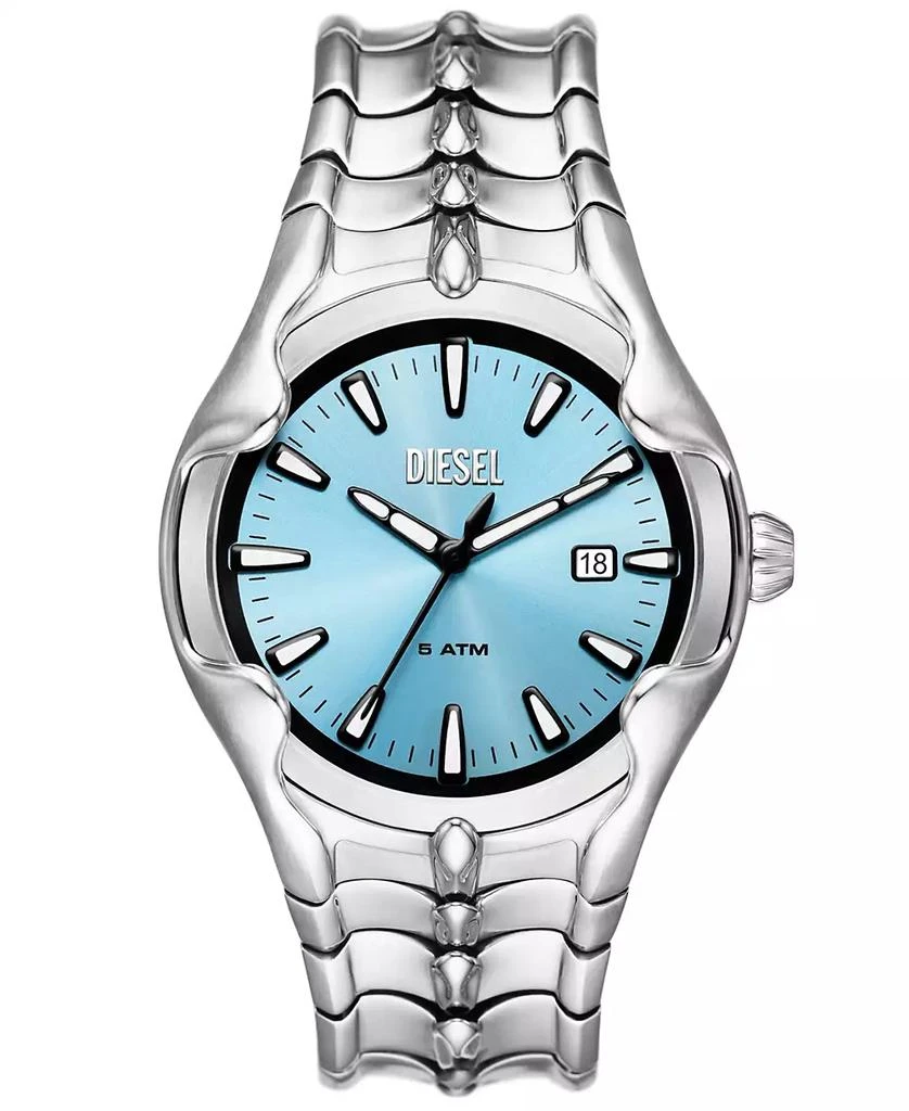 Diesel Men's Vert Three Hand Date Silver-Tone Stainless Steel Watch 44mm 1