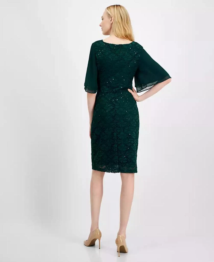 Connected Women's Sequin Lace Flutter-Sleeve Dress 2