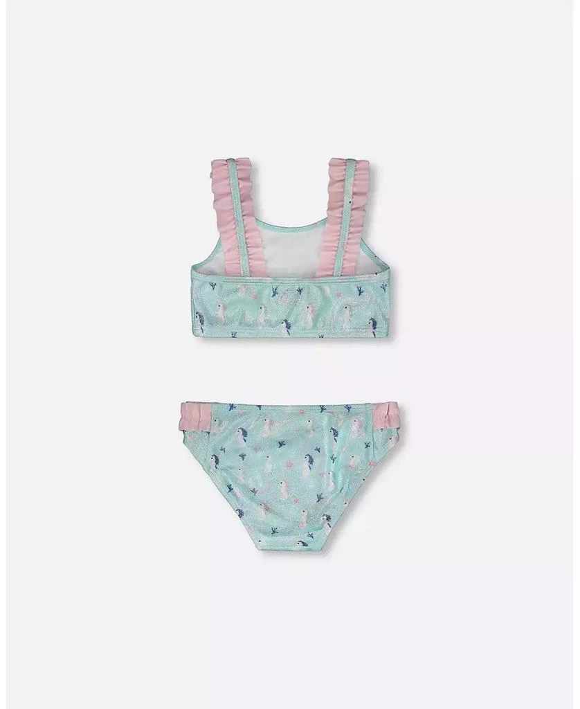 Deux par Deux Girls Two-Piece Swimsuit Blue Seahorse Print 2