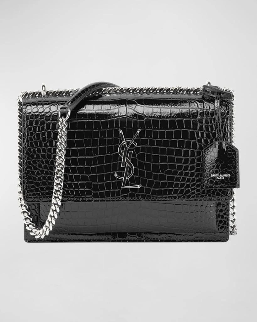 Yves Saint Laurent Sunset Medium YSL Crossbody Bag in Croc-Embossed Leather 1