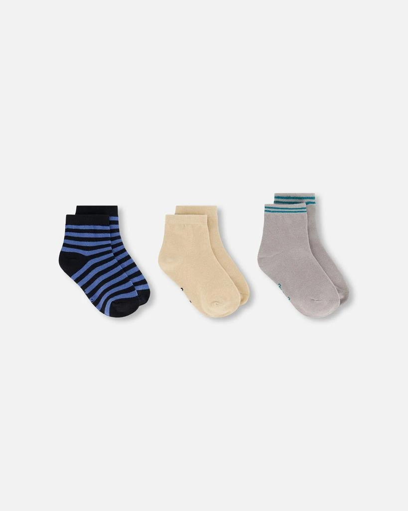 Deux par Deux Socks (3 Pairs) Set Striped Blue and Black