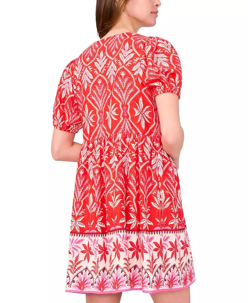 MSK Petite Placed Print Puff-Sleeve Swing Dress 4