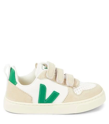 Veja V-10 suede-trimmed leather sneakers 4
