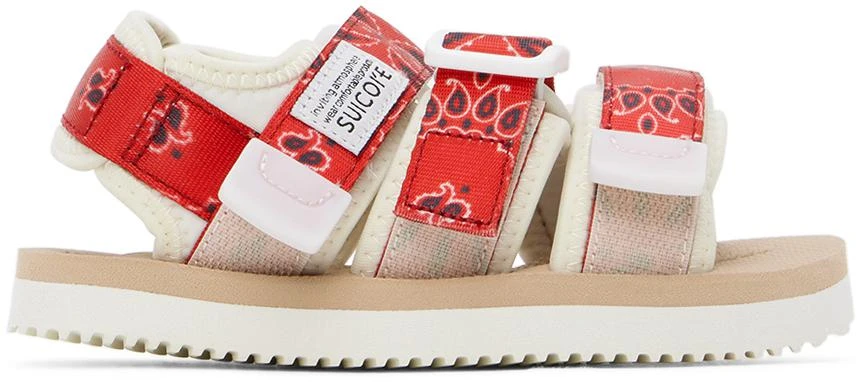 Suicoke Kids Beige 
Red Kisee Sandals