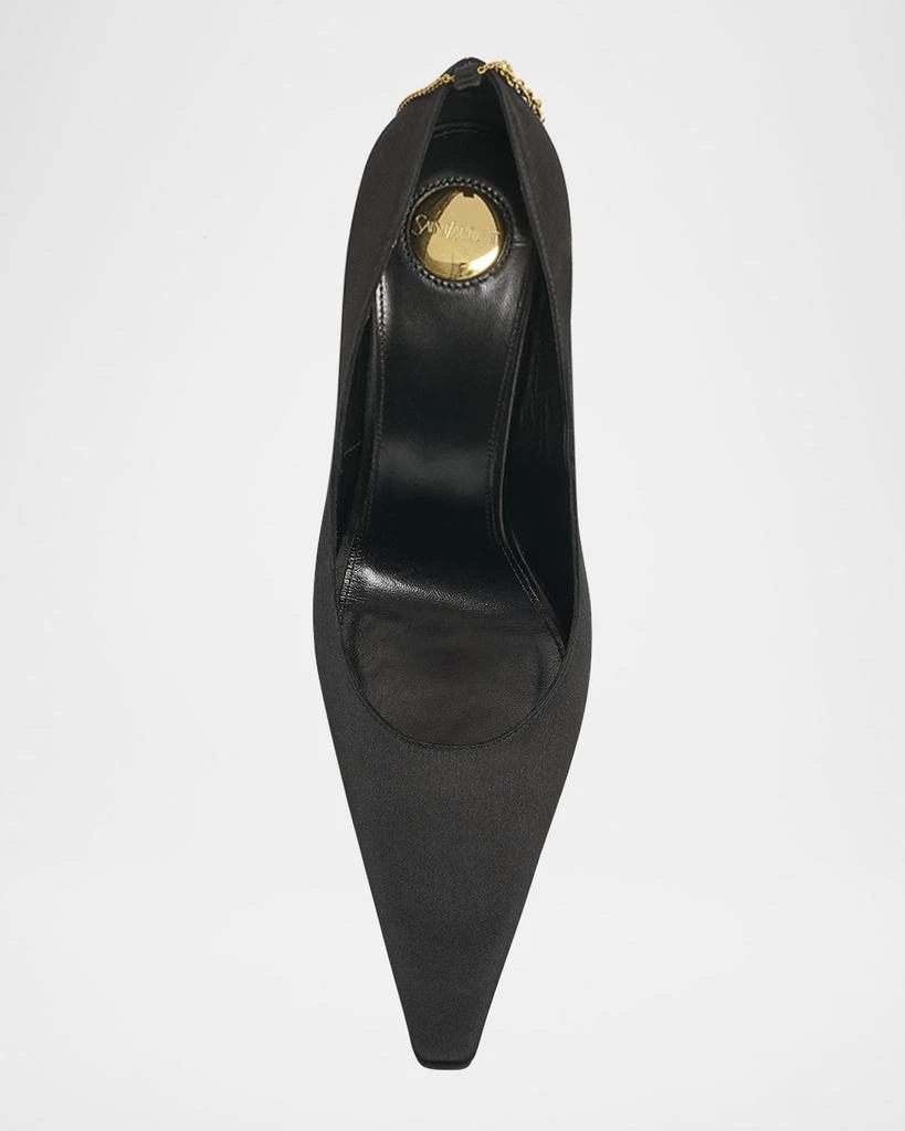 Yves Saint Laurent Satin YSL Ankle-Chain Pumps 5