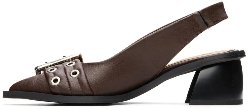 Ganni Brown Feminine Buckle Slingback Heels 3