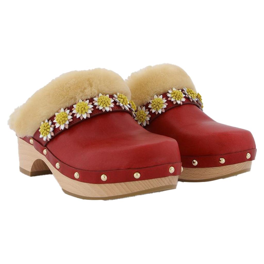 Fabrizio Viti Jean Daisy Trim Clog in Burgundy Leather