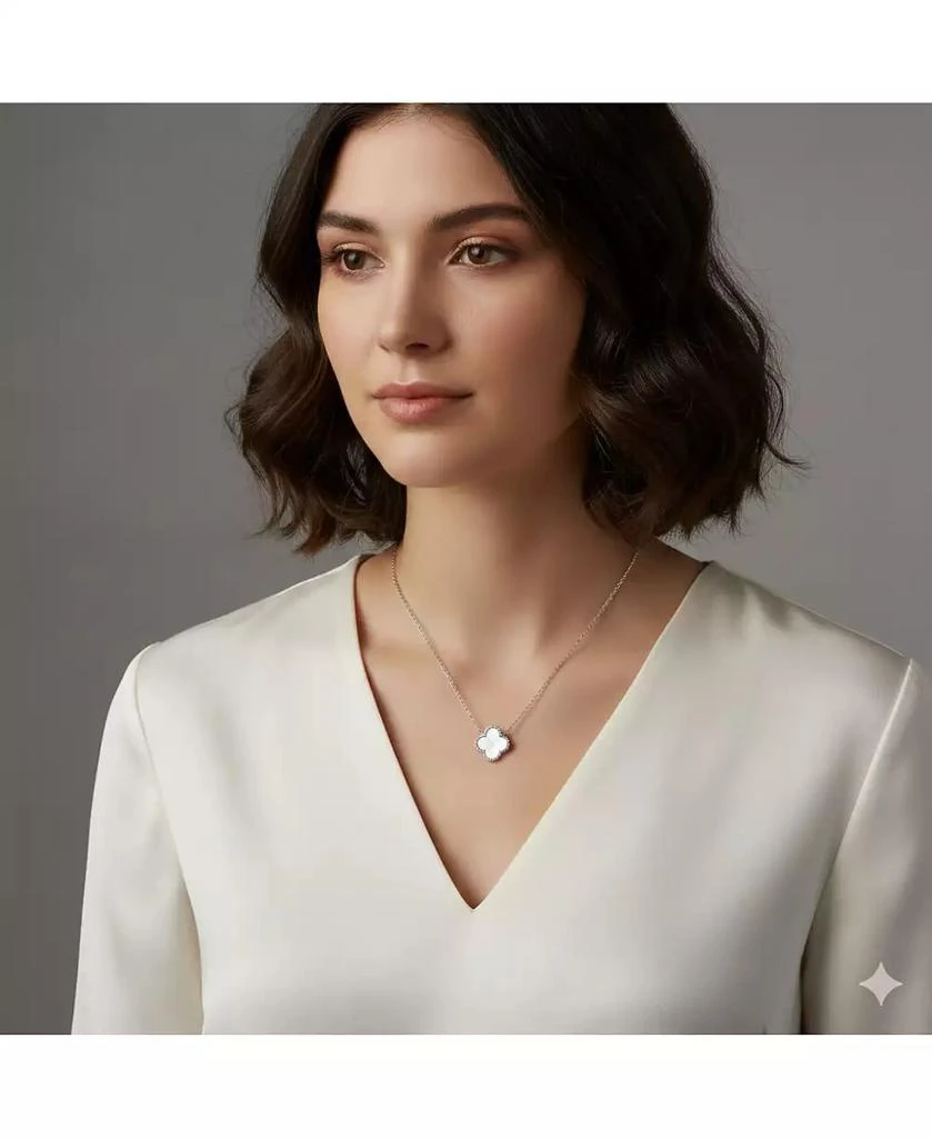 Simona Sterling Silver, Mother of Pearl Clover Necklace 3