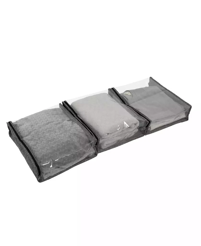 Household Essentials Under Bed Zippered Sweater Storage Bags with Clear Vision Panel, Set of 3, Graphite Grey