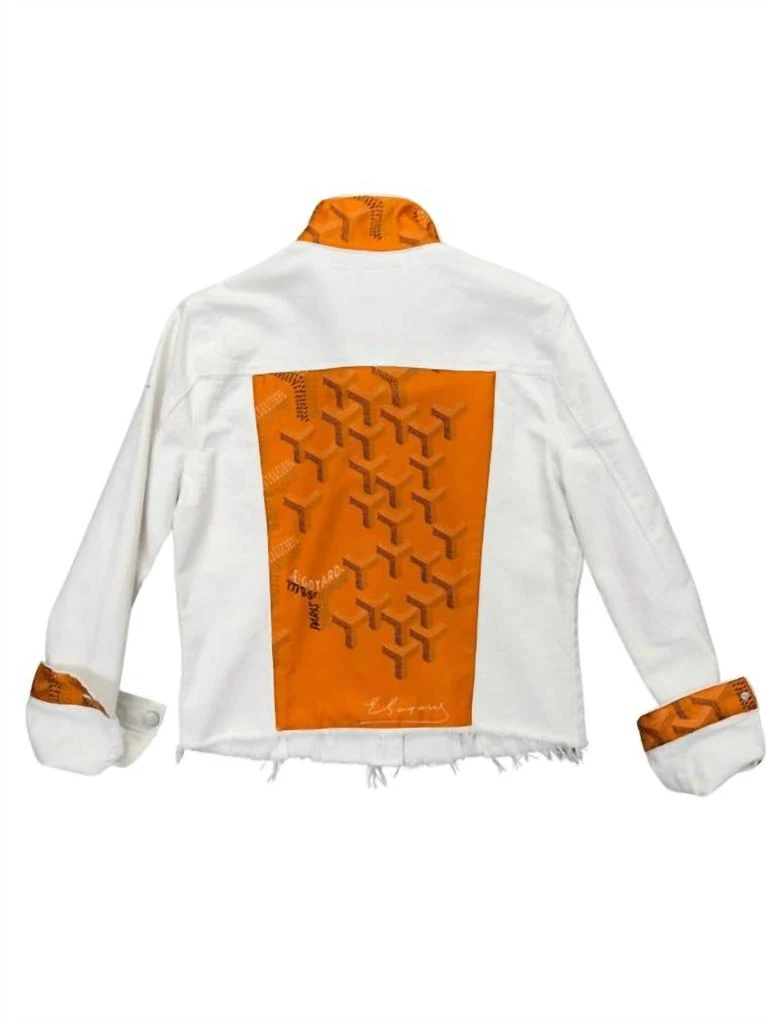Elevazione Elevate Thyself Goyard Silk Scarf Jean Jacket In White Fringe 2