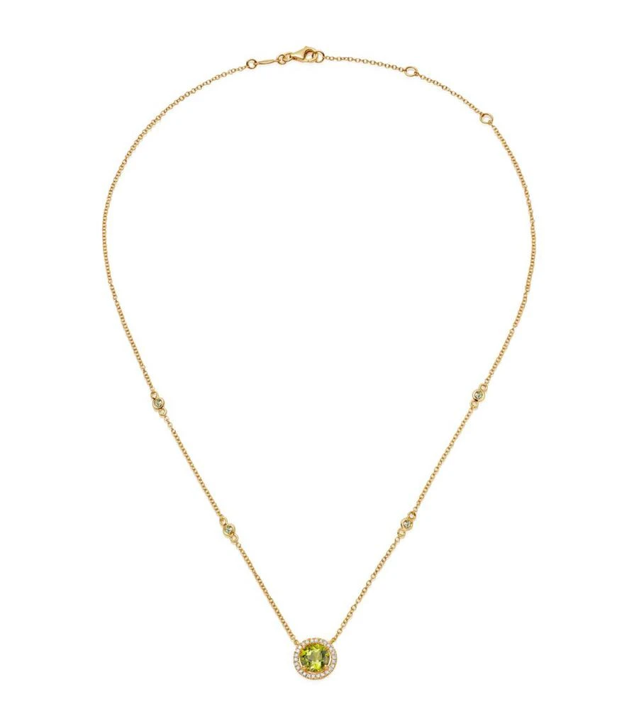 Kiki McDonough Yellow Gold, Round Diamond and Peridot Grace Necklace 2