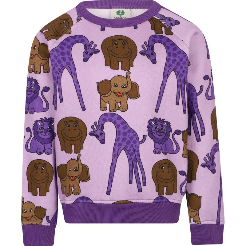 Småfolk Funny animals print organic sweatshirt in lavender