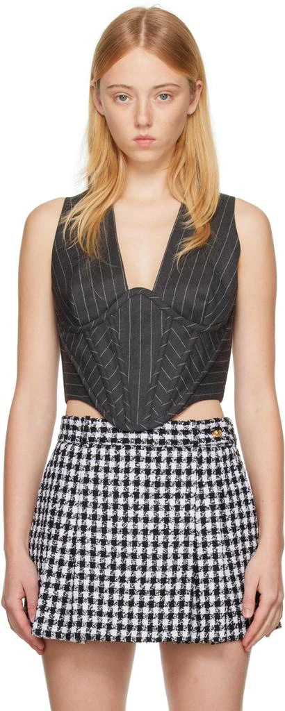 Versace Gray Striped Corset 1