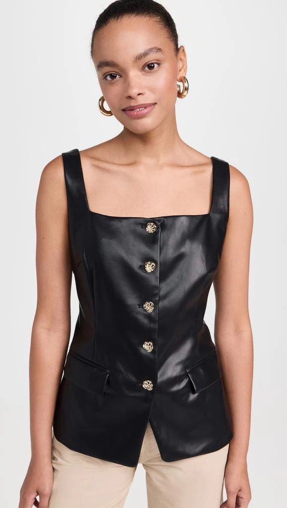 Pixie Market Agatha Leather Gold Button Vest 6