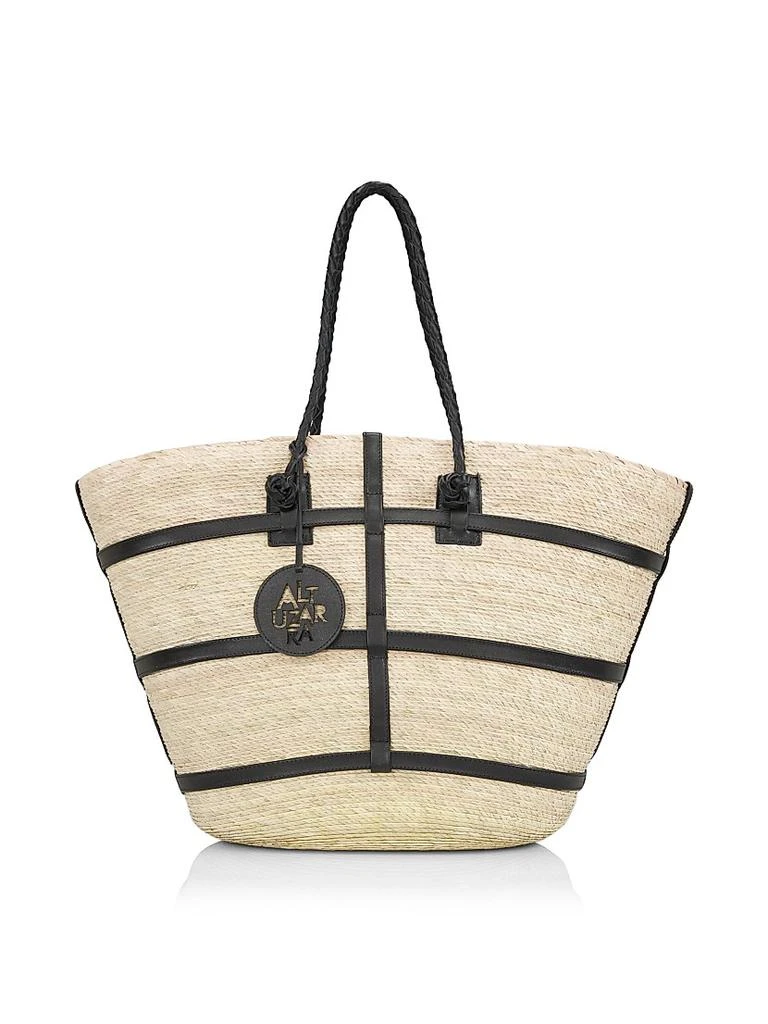 Altuzarra Watermill Leather-Trimmed Straw Tote 1