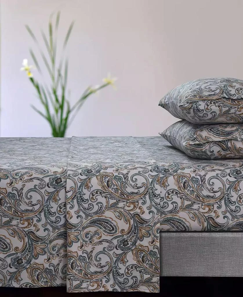 Tribeca Living Camilla Paisley Flannel Extra Deep Pocket 3 Piece Sheet Set, Twin