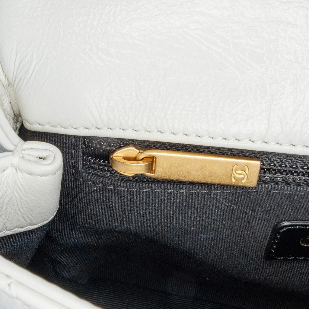 Chanel Chanel White Leather Mini Pearl Side Flap Bag 8