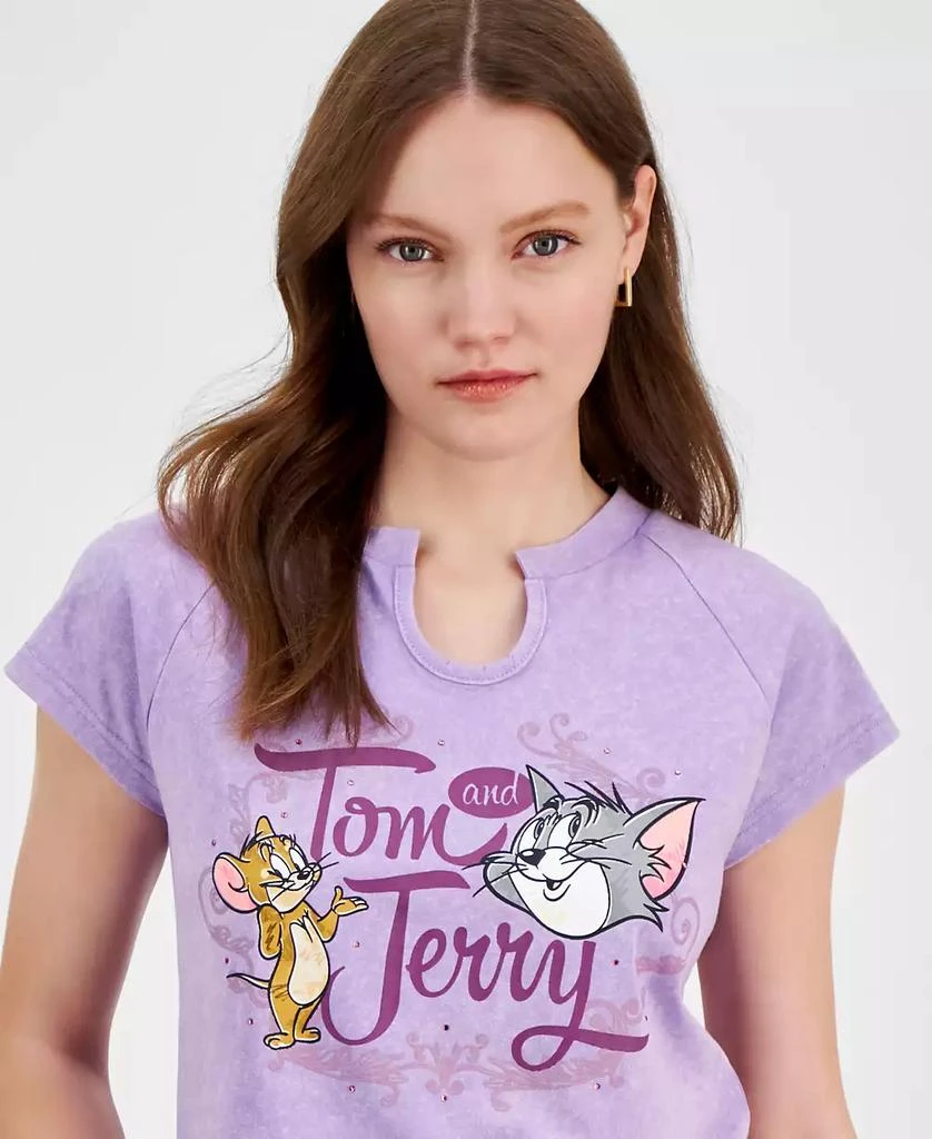 Freeze 24-7 Juniors' Tom & Jerry Embellished Raglan Baby Tee 3