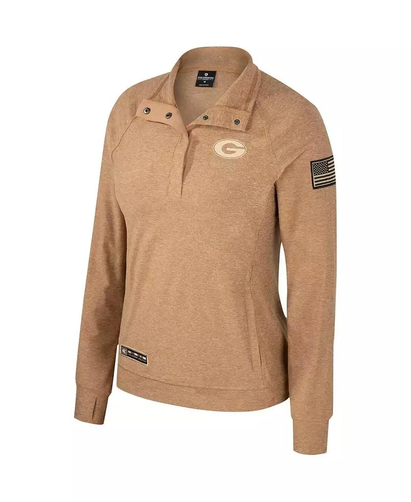 Colosseum Women's Tan Georgia Bulldogs OHT Military Appreciation Sand Tatum Quarter-Snap Raglan Jacket 2