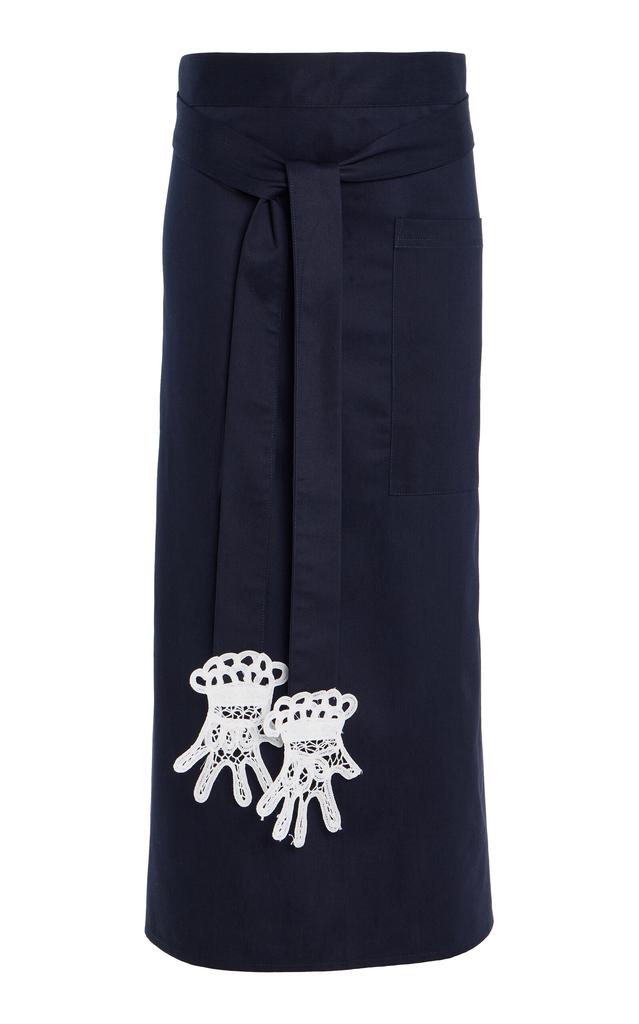 Gohar World Gohar World - Hands Lace-Embroidered Apron - Navy - Moda Operandi