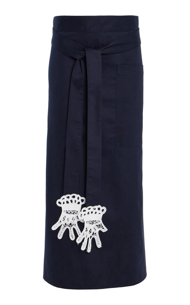 Gohar World Gohar World - Hands Lace-Embroidered Apron - Navy - Moda Operandi 1