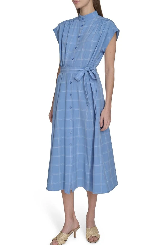 Calvin Klein Windowpane Plaid Cap Sleeve Midi Shirtdress 7