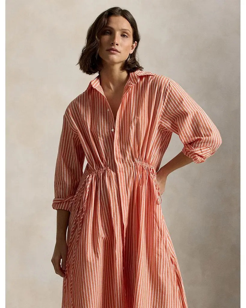 Ralph Lauren Striped Cotton Linen Drawcord Shirtdress 2