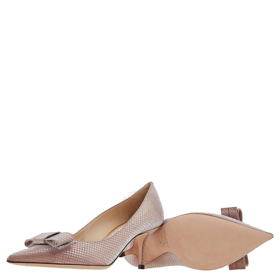 Jimmy Choo Ladies Ballet Pink Love/Bow 65 mm Glitter Kitten Heel Pumps 2