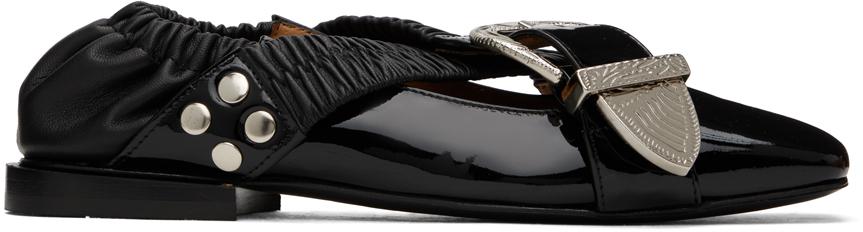 Toga Pulla Black Buckle Ballerina Flats