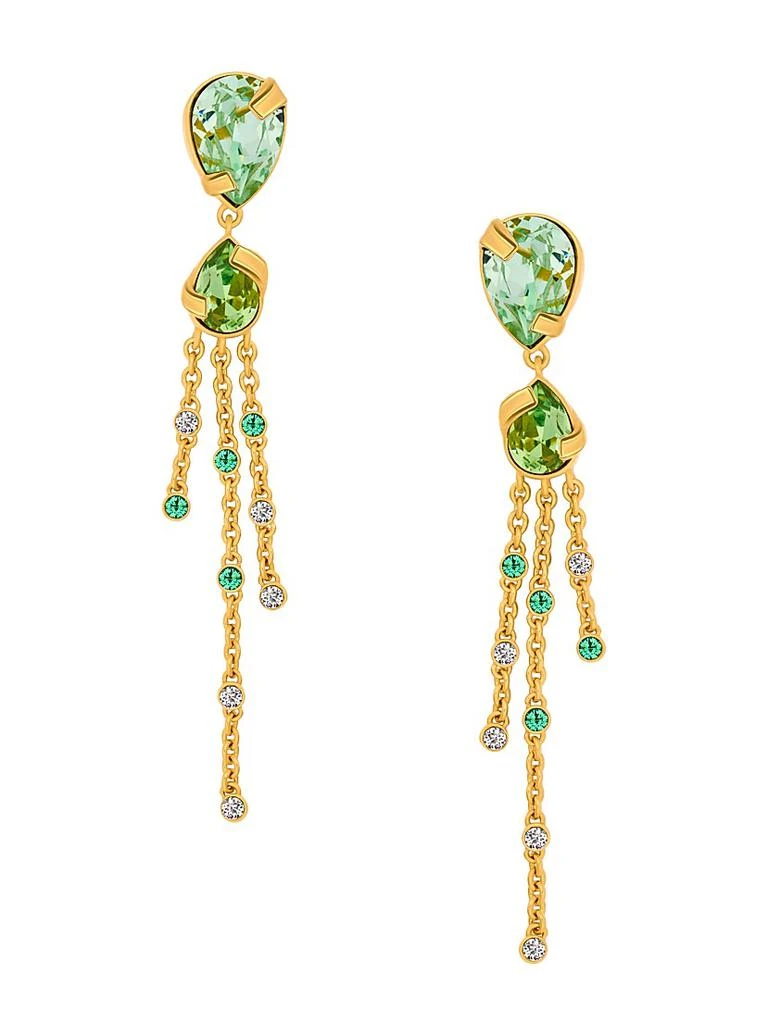 Oscar de la Renta Pear Rhinestone 24K-Gold-Plated Chandelier Earrings