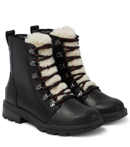 SOREL Lennox leather and shearling combat boots 1