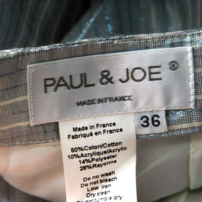 Paul & Joe Paul and Joe Silver Blue Striped Cotton Sleeveless Top and Short Skirt Set S 7