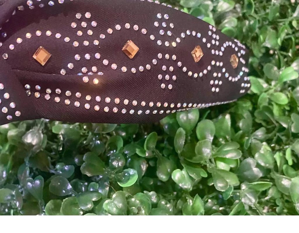 Pink Panache Pink Panache - Rhinestone Top Knot Headband With Western Boot Stitch Design 3