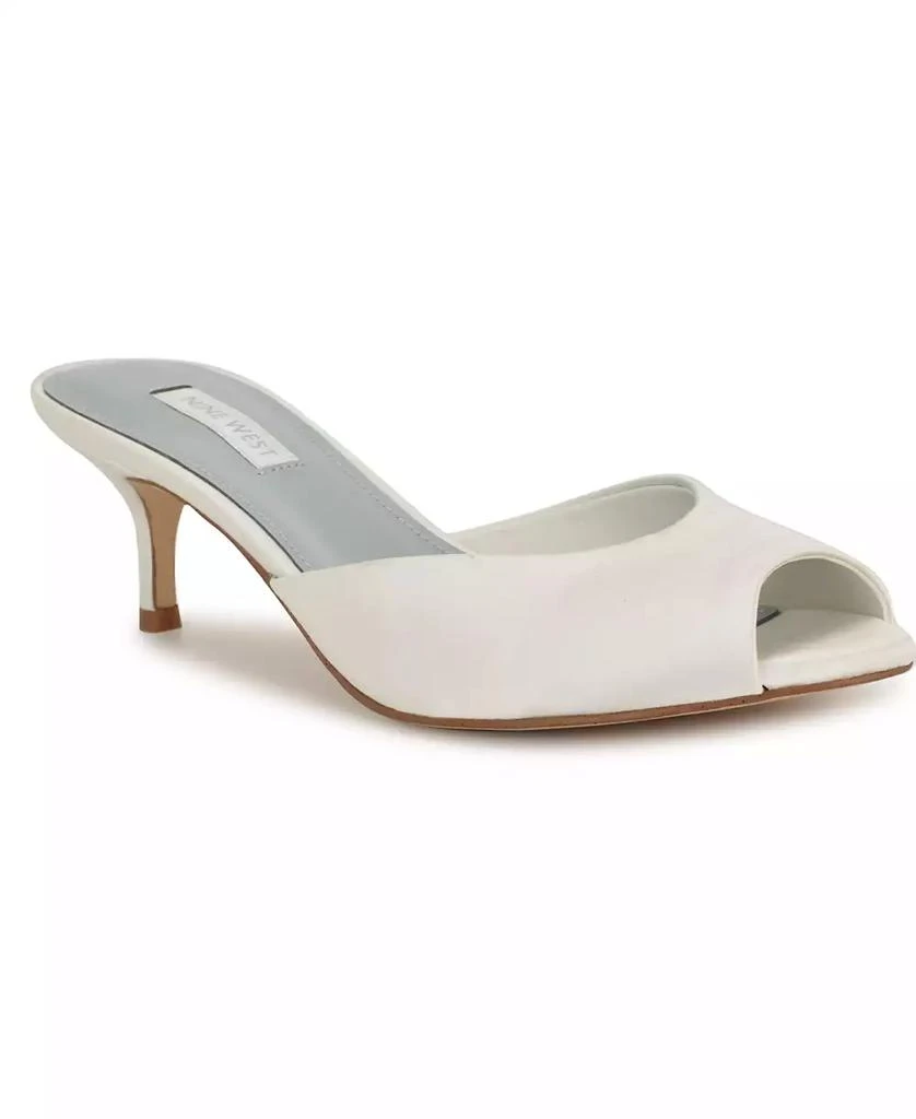 Nine West Women's Luvlie Bridal Satin Peep Toe Kitten Heel Pumps 1