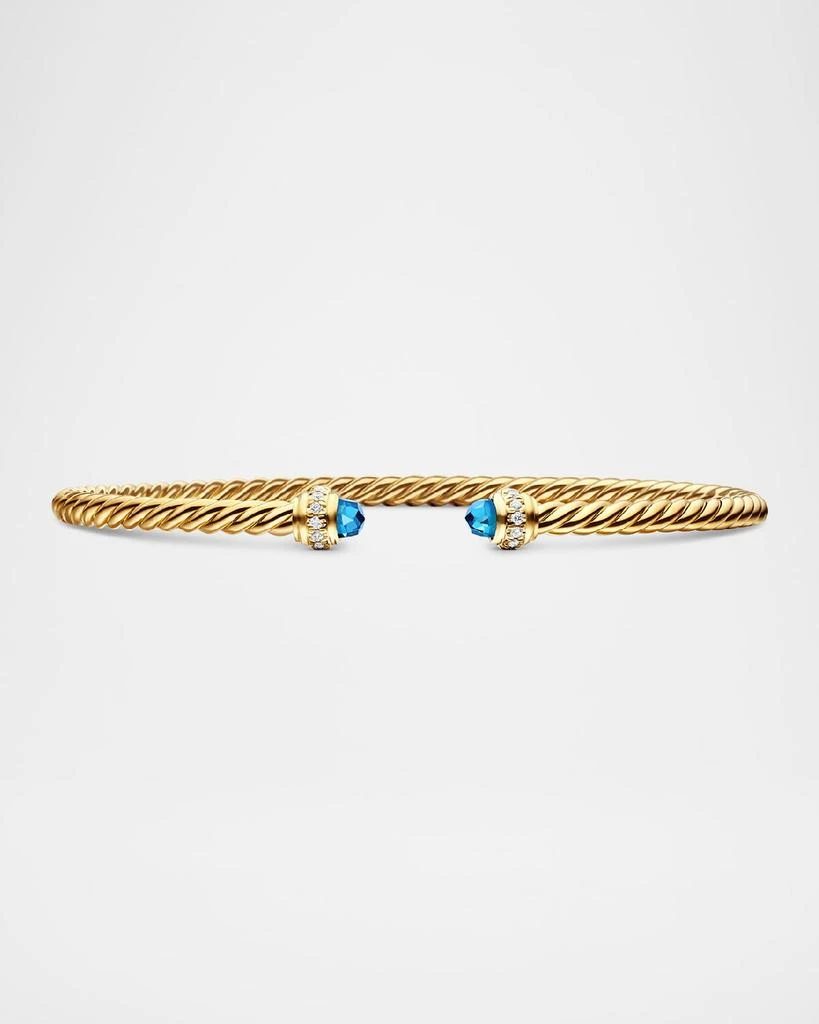 David Yurman Cablespira Bracelet with Gemstone in 18K Gold, 3mm