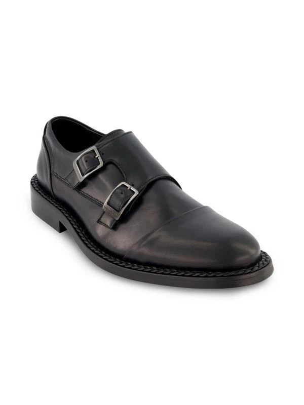 Karl Lagerfeld Paris White Label Leather Double Monk Strap Shoes 2