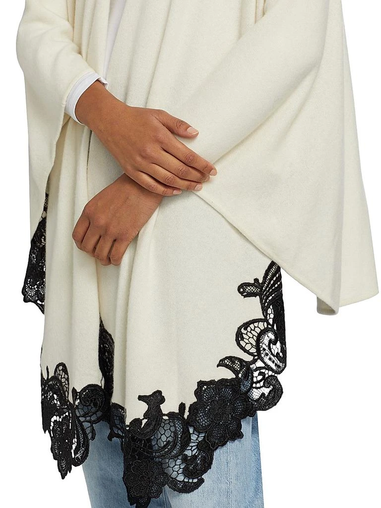 Sofia Cashmere Lace-Trim Cashmere Knit Cape 6