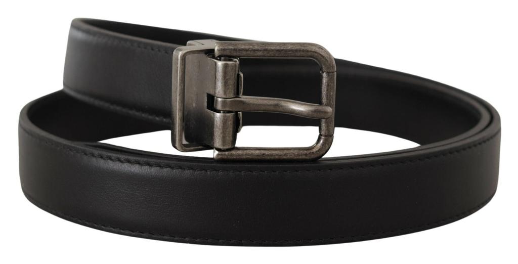 Dolce & Gabbana Dolce & Gabbana Black Plain Leather Vintage Logo Metal Buckle Belt