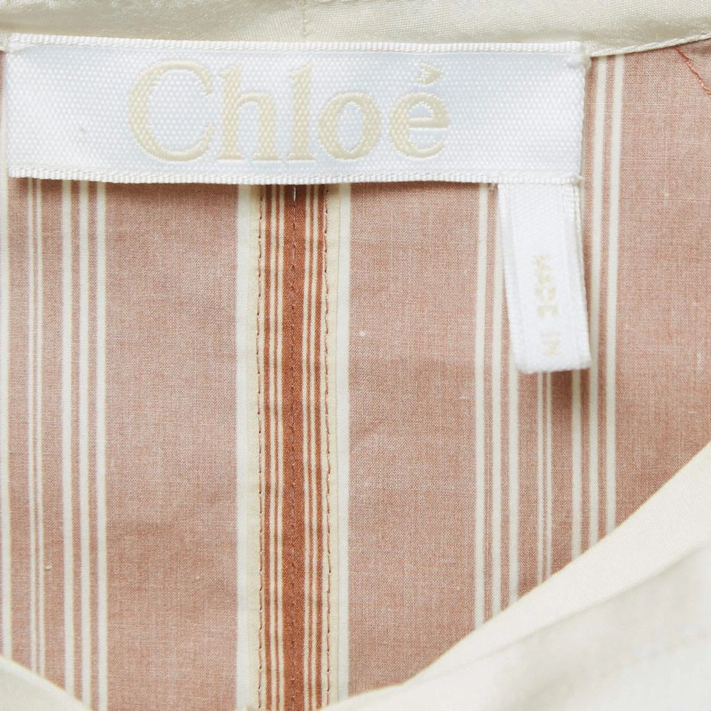 Chloe Chloe Brown Stripe Print Silk Neck Tie Up Top M 4