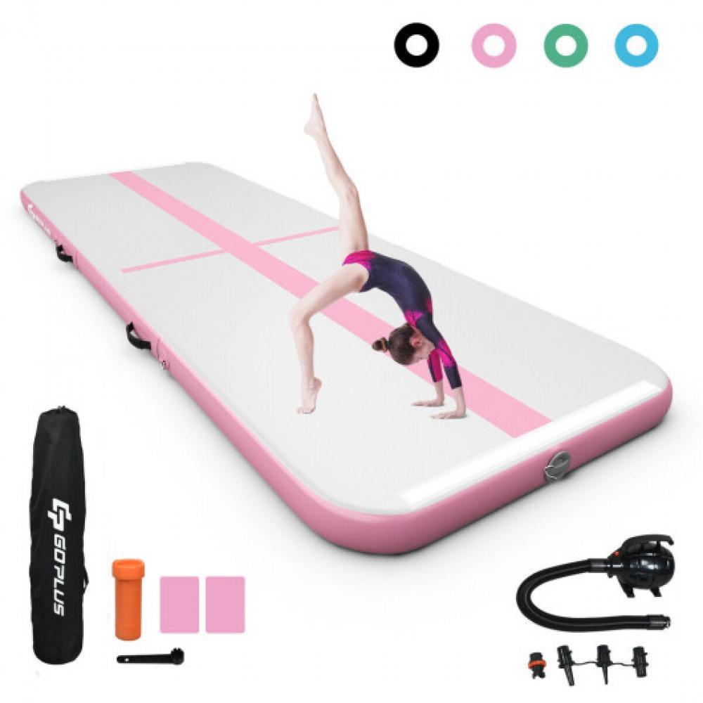 Hivvago 10 Feet Inflatable Gymnastics Tumbling Mat with Pump -Pink