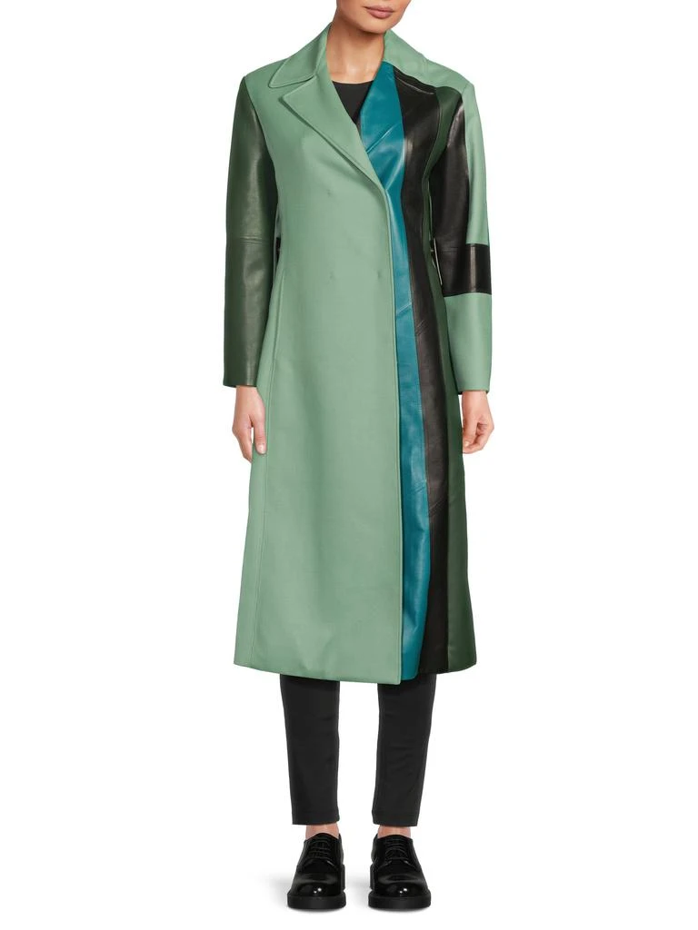 Salvatore Ferragamo Colorblocked Virgin Wool Trench Coat
