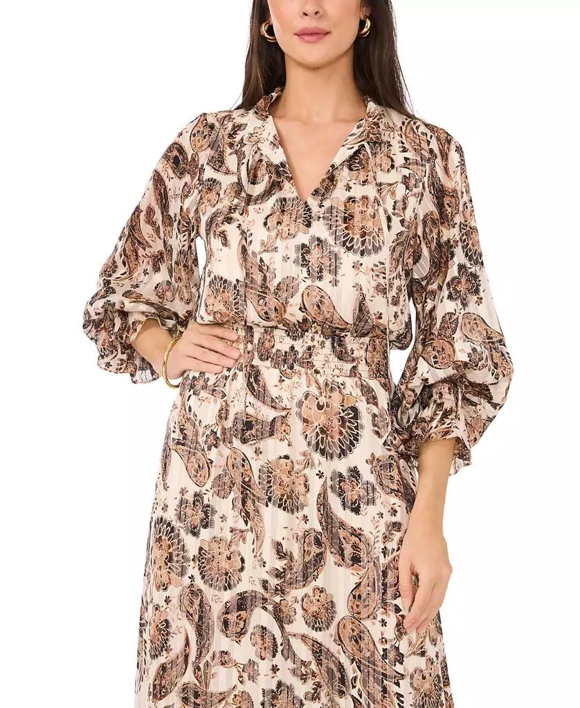 Vince Camuto Women's Printed Split-Neck Long-Sleeve Maxi Dress 3