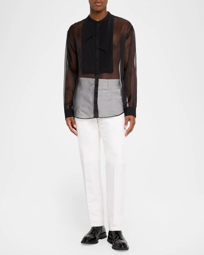 DSQUARED2 Men's Bow Tie Drop-Shoulder Sheer Silk Shirt 2