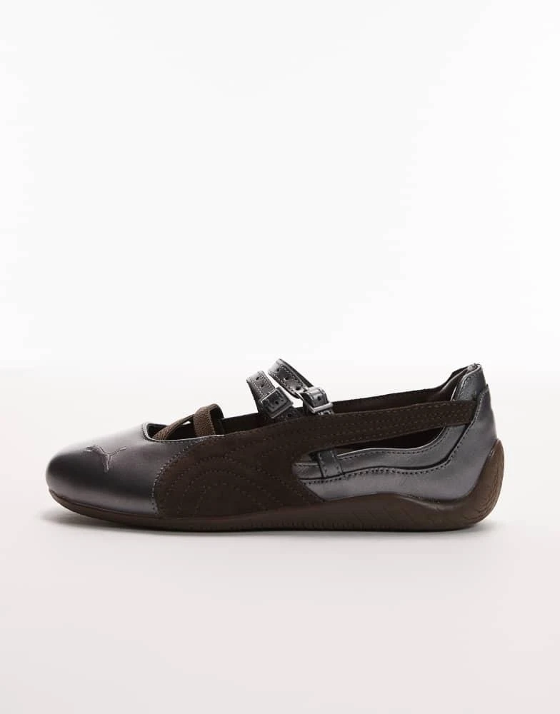 Puma Puma Speedcat ballet flats lux in metallic silver and chocolate brown 2