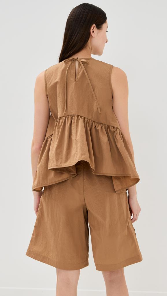CECILIE BAHNSEN Asta Top Recycled Taffeta Chestnut