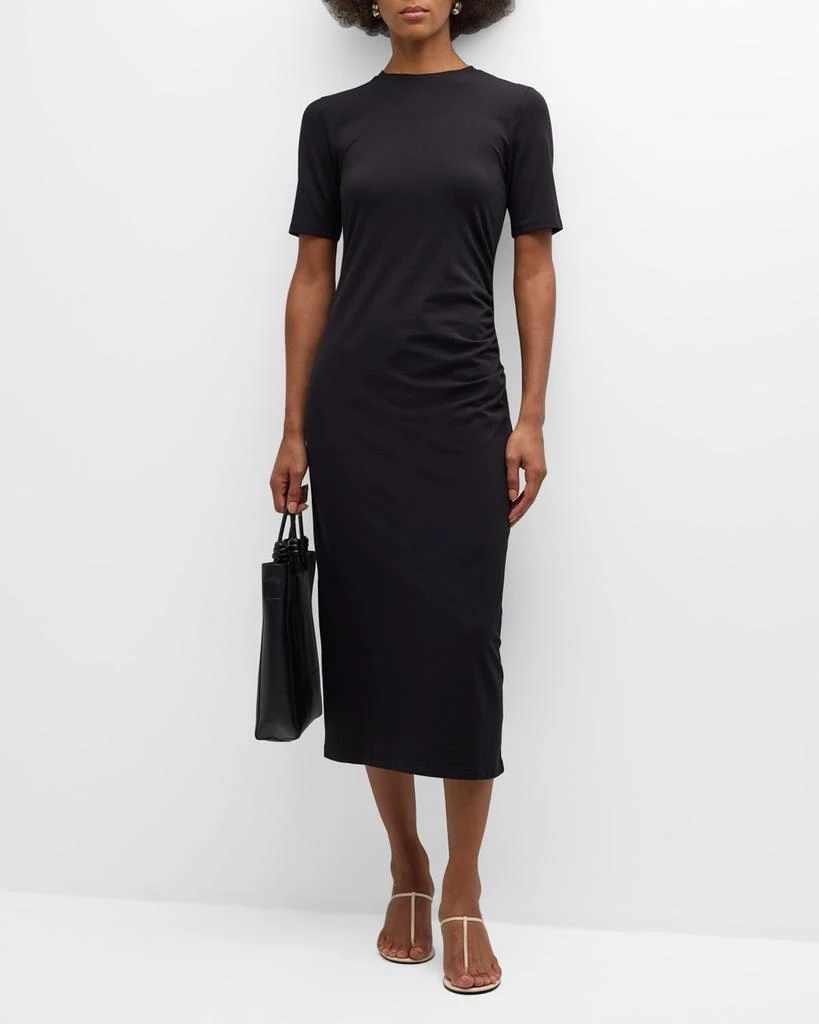 Vince Short-Sleeve Side Drape Midi Dress 3