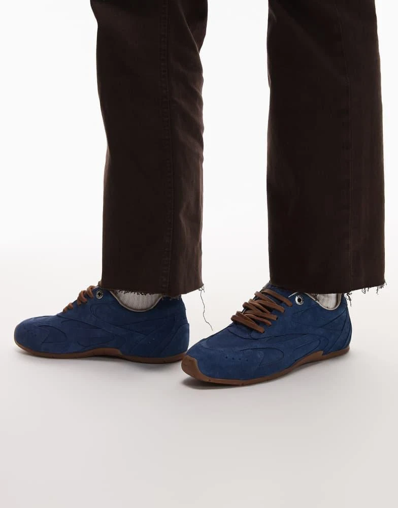 Bronx Bronx Myr-aa lace up trainers in denim blue suede 5